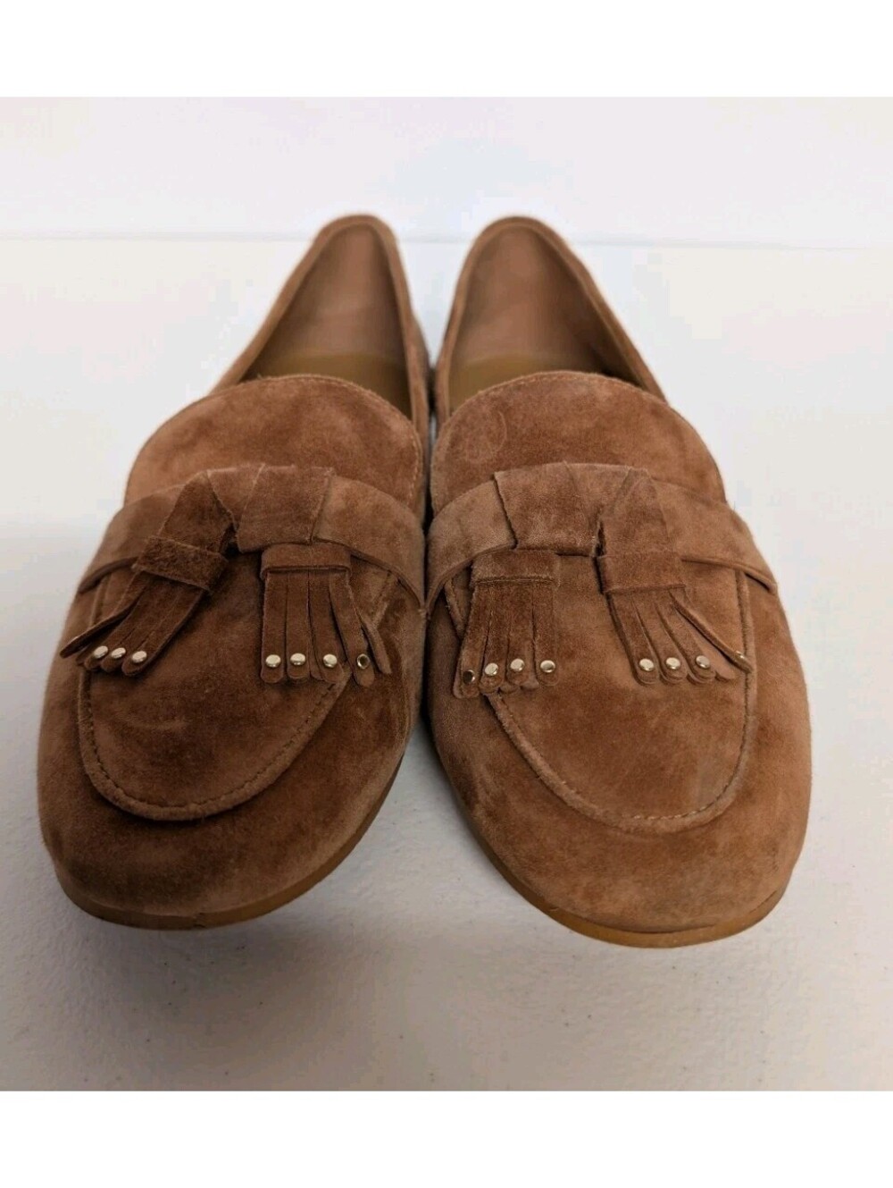 Kate Spade New York Berkeley Tassel Loafers Brown Suede & Gold-Tone Studs Sz6.5B - Picture 2 of 13